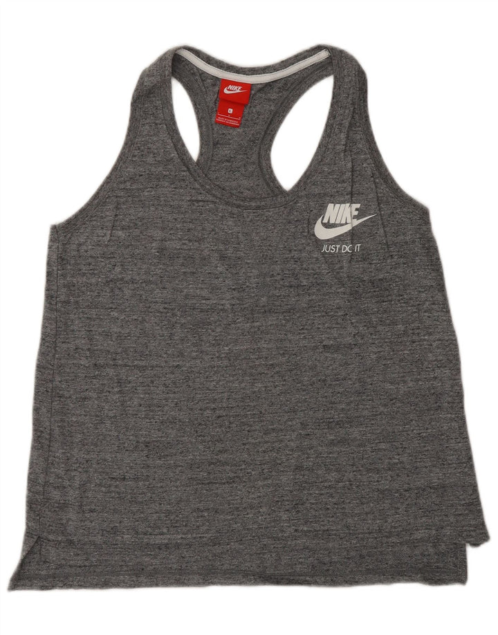 Colete feminino Nike UK 14 grande algodão manchado cinza