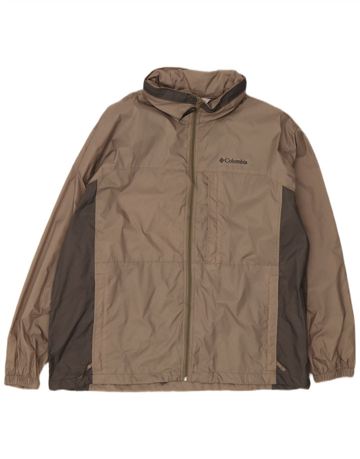 Jaqueta de chuva masculina Columbia UK 42 XL cinza colorblock nylon