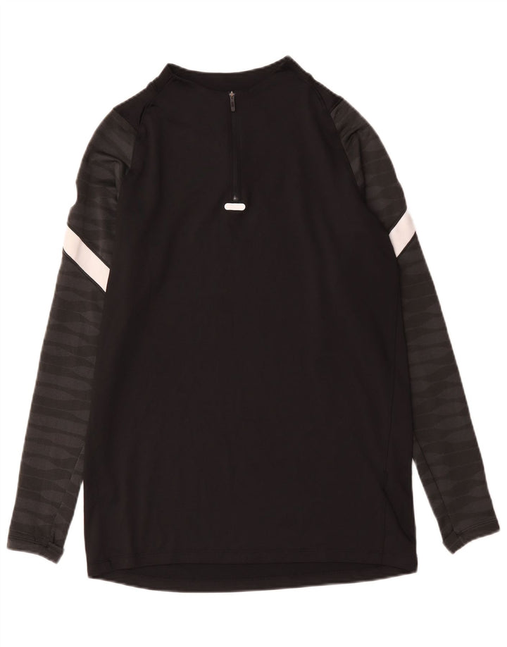 Nike Mens Dri Fit Zip Neck Pullover Treino Top Médio Preto Colourblock