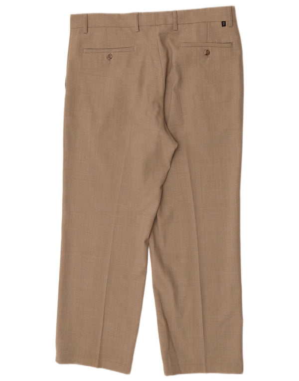 Calça masculina Farah de terno reto W36 L29 poliéster bege