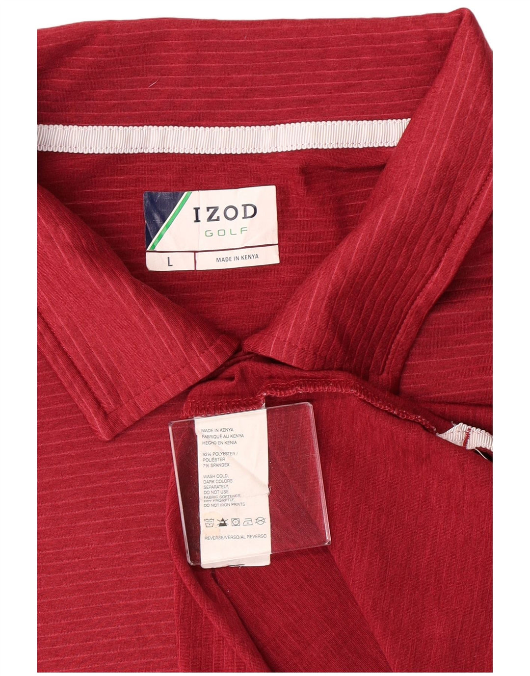 Camisa pólo masculina Izod Golf grande poliéster listrado vermelho