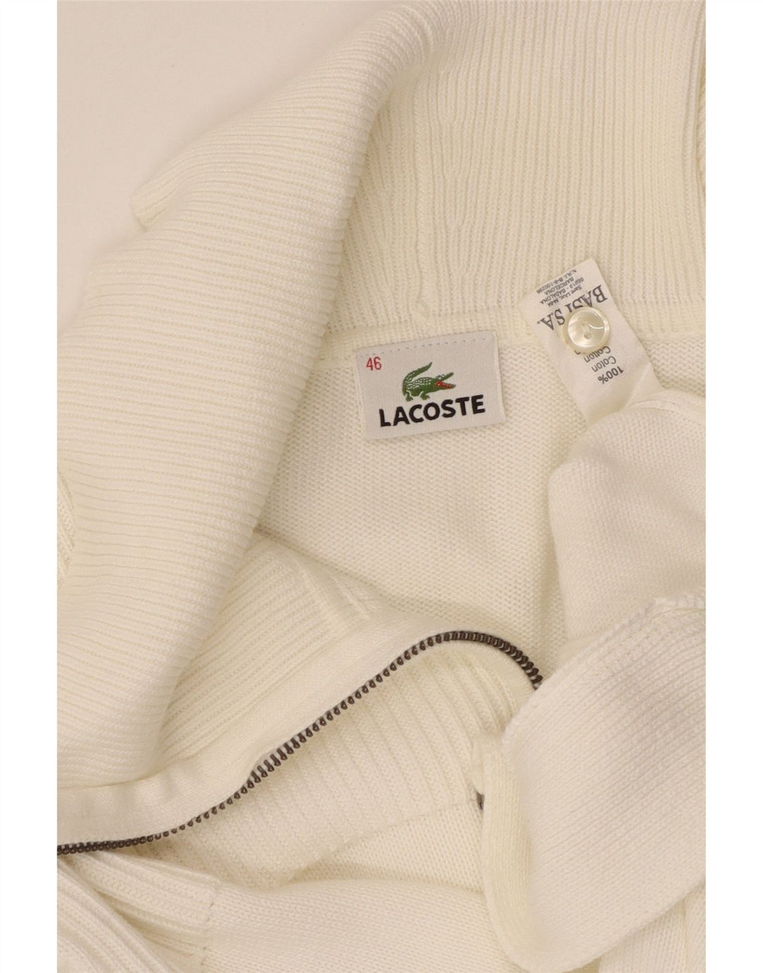 Suéter cardigã feminino LACOSTE tamanho 46 XL algodão branco