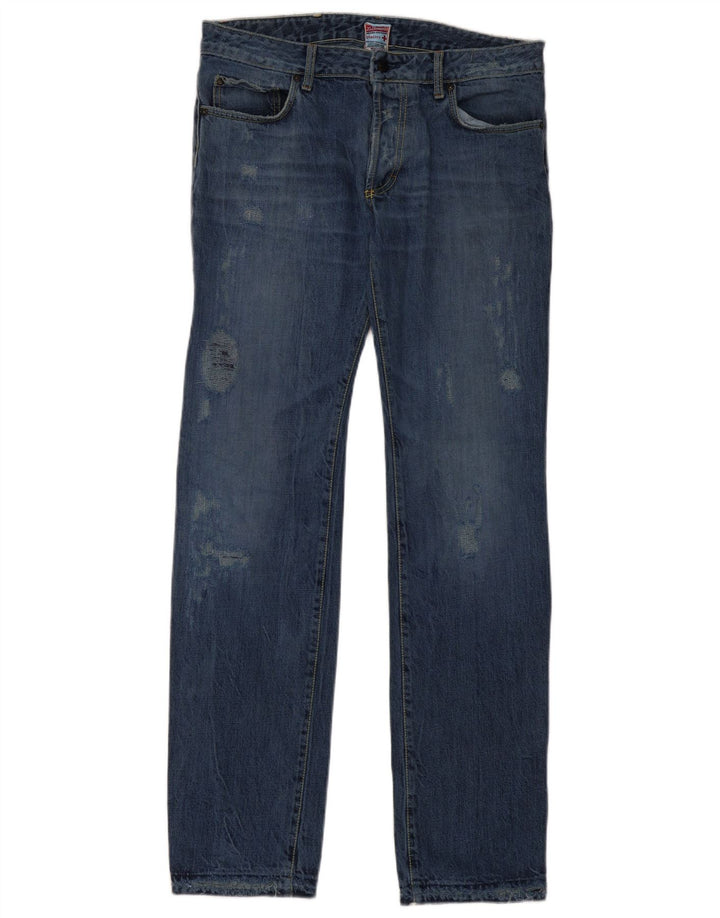 Zu Elements Jeans retos femininos desgastados W32 L35 algodão azul