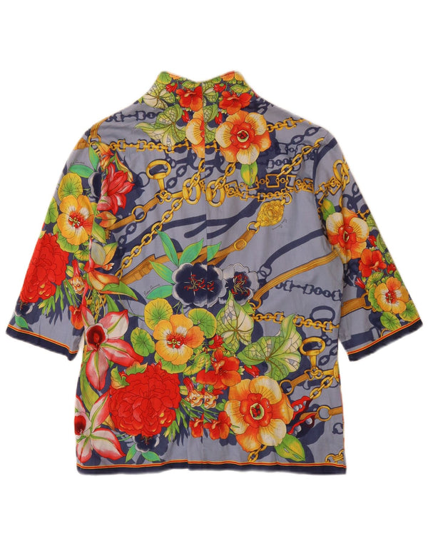 NARACAMICIE Womens Graphic 3/4 Sleeve Shirt Blouse UK 16 Large Blue Floral