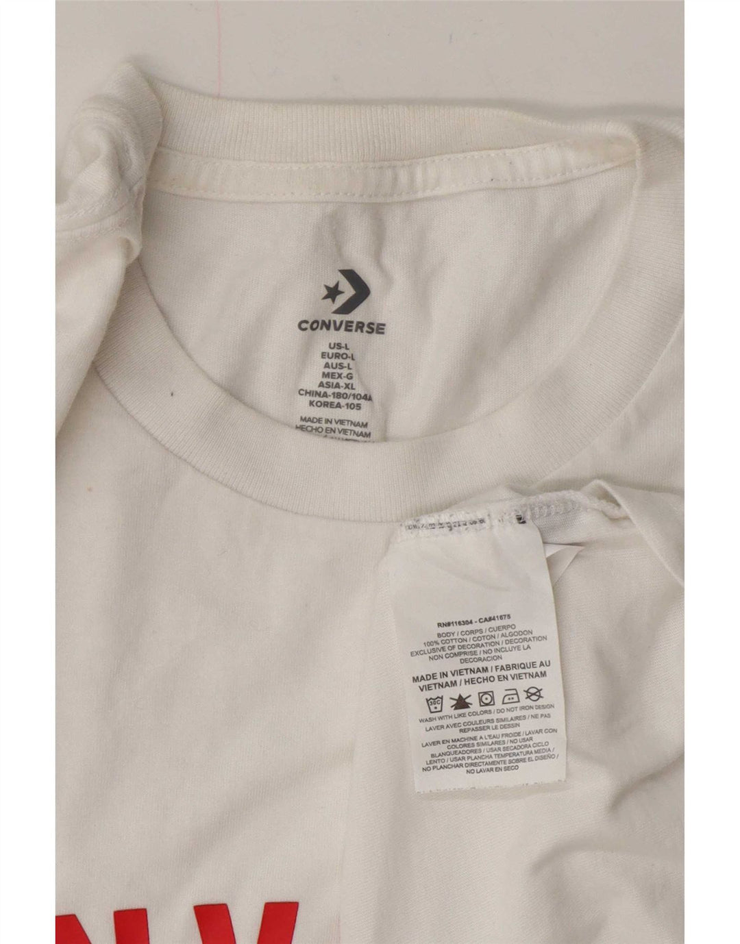 Converse Mens Graphic T-Shirt Top Grande Algodão Branco