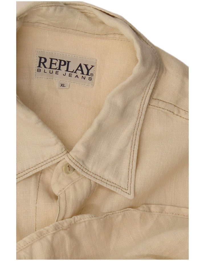 Replay Camisa masculina de manga curta XL Bege