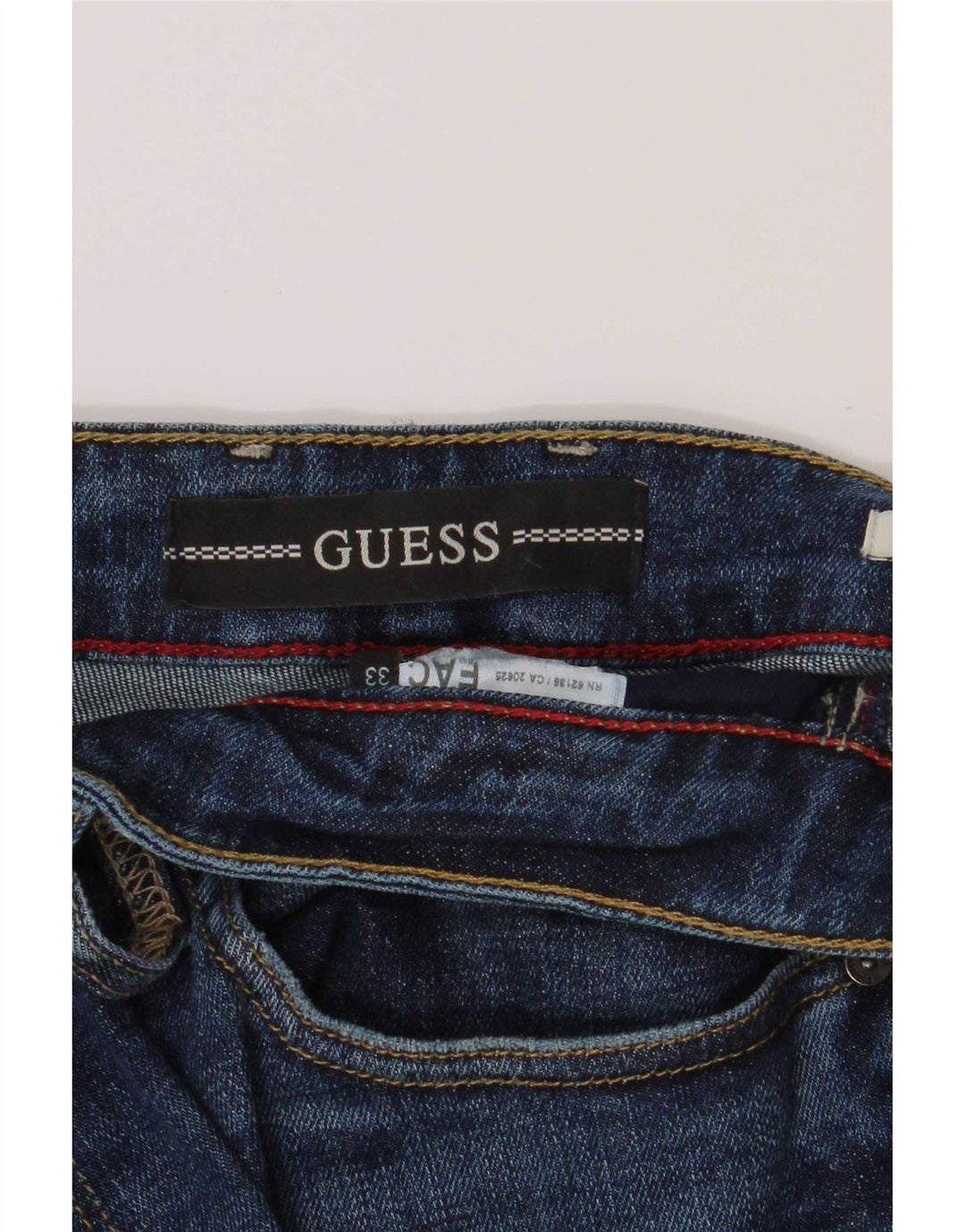 Guess Calça jeans reta slim masculina desgastada W33 L32 azul