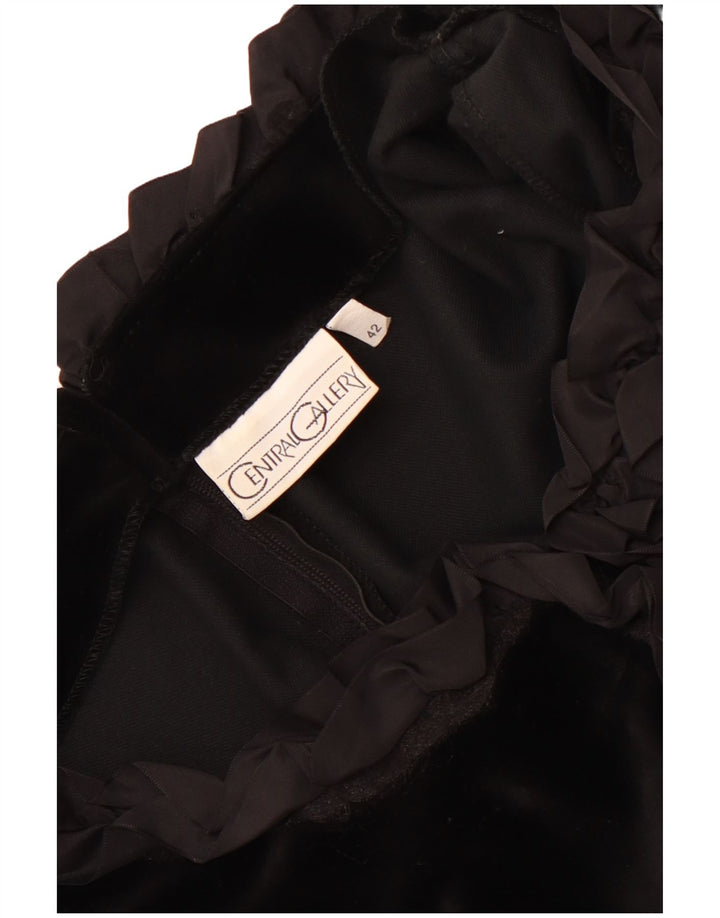 Vestido maxi feminino vintage com babados na frente IT 42 médio preto