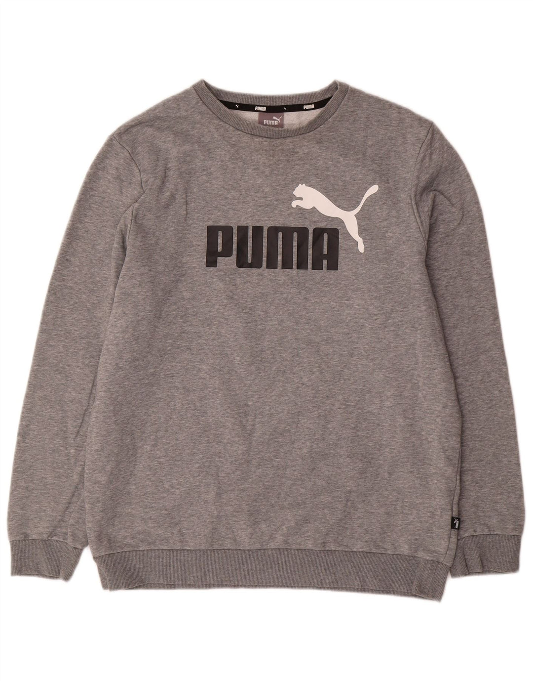 PUMA moletom gráfico masculino jumper grande algodão manchado cinza