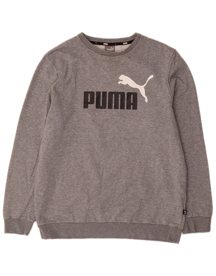 PUMA moletom gráfico masculino jumper grande algodão manchado cinza