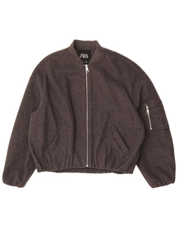 Zara Jaqueta Bomber Oversized Feminina UK 6 2XS Cinza Poliéster