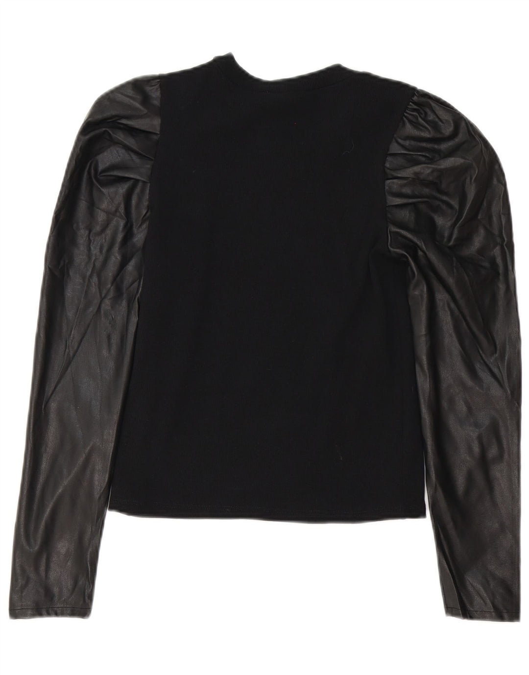 Blusa feminina de manga comprida Zara Top UK 12 poliéster preto médio