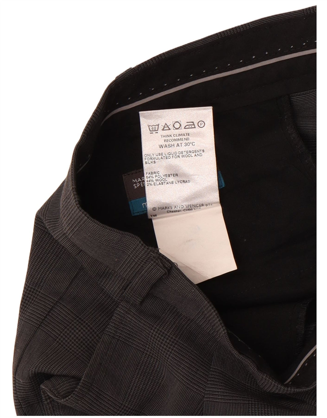 Calça masculina Marks & Spencer sob medida W42 L26 azul marinho