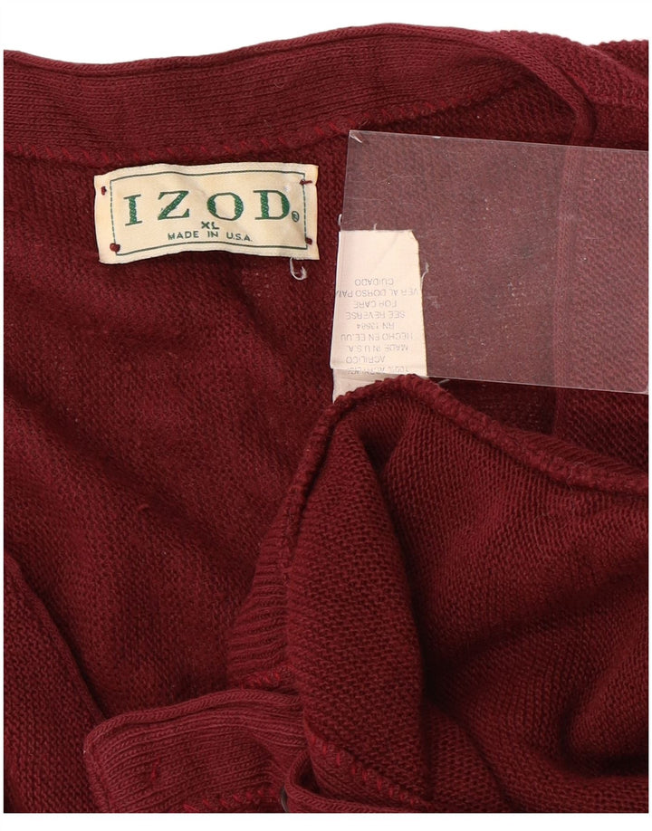 Izod Suéter Cardigan Masculino XL Borgonha Acrílico