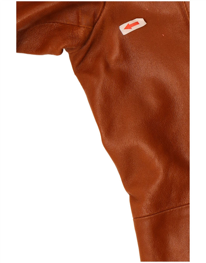 Jaqueta de couro masculina vintage UK 36 pequena marrom