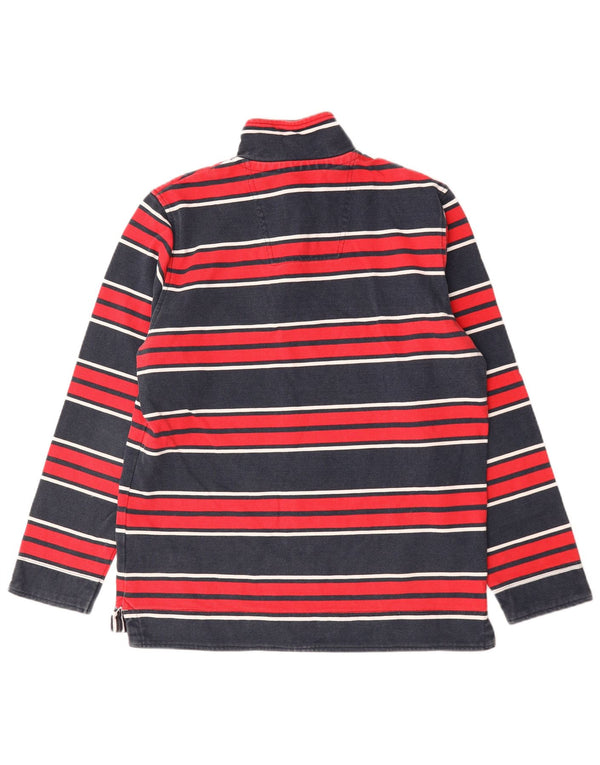 Crew Clothing Mens Zip Neck Moletom Jumper Pequeno Azul Marinho Listrado