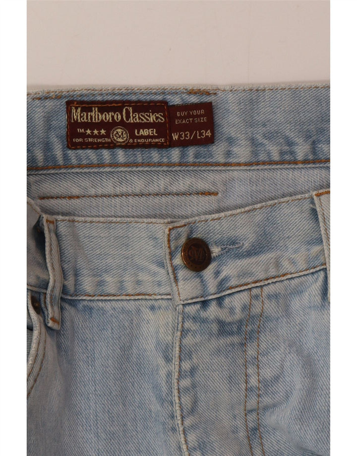 Marlboro Classics Mens Straight Jeans W33 L34 Azul Algodão
