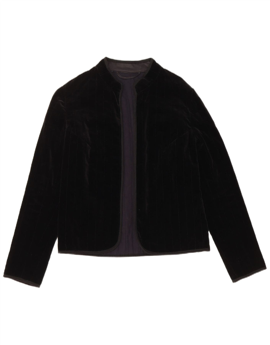 Jaqueta blazer feminina VINTAGE aberta de veludo Reino Unido 12 médio preto