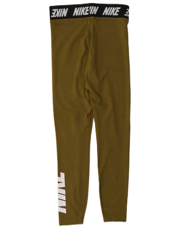 Leggings Nike Femininas Graphic UK 10 Pequenas Cáqui Colorblock Algodão