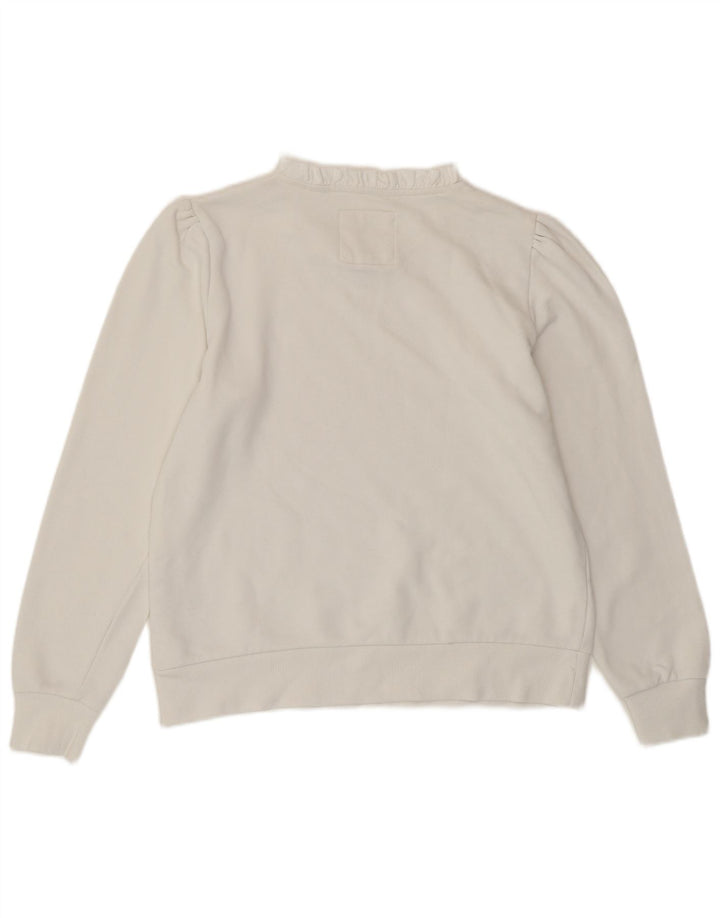 CREW CLOTHING Suéter feminino com capuz UK 12 algodão branco médio