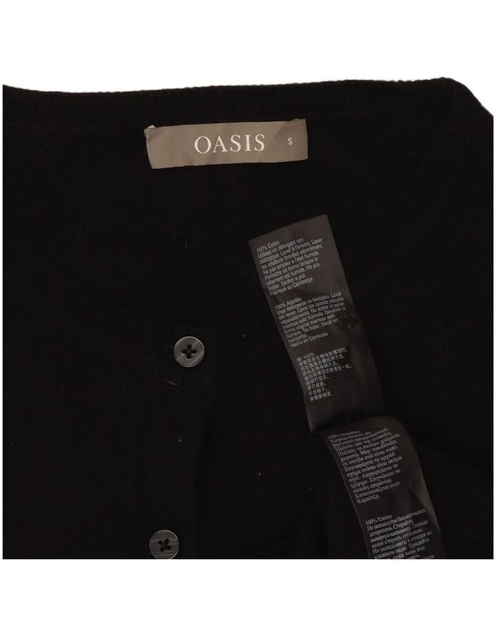 Suéter cardigã feminino Oasis UK 8 pequeno algodão preto