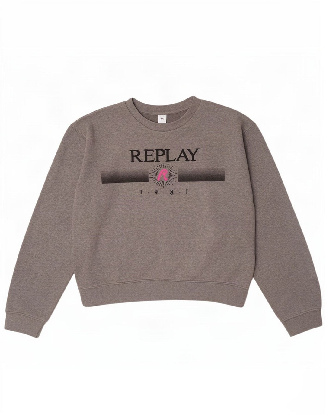 Moletom feminino Replay Crop Graphic Jumper UK 14 cinza médio manchado