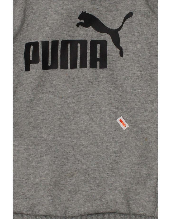 Jumper com capuz gráfico PUMA Boys 7-8 anos algodão cinza