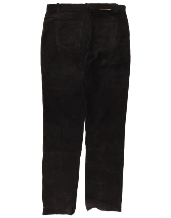 Calça casual masculina de camurça reta Mangoon W36 L34 preta