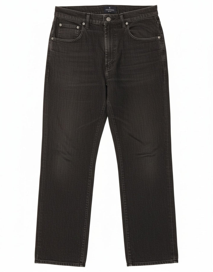 TRUSSARDI Jeans retos masculinos W32 L29 algodão preto