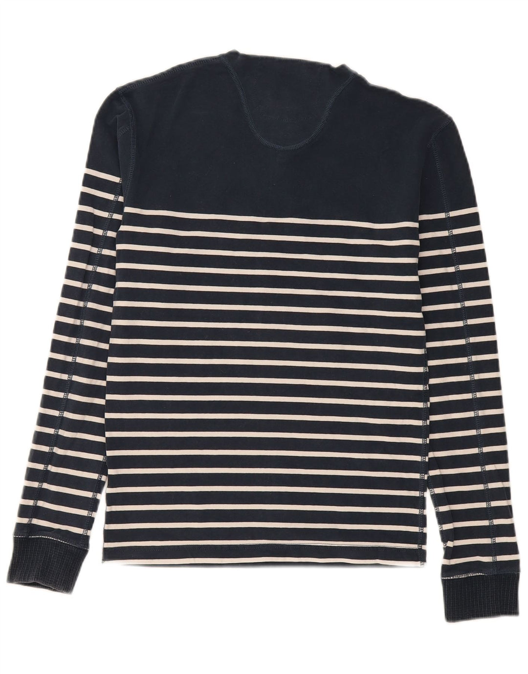 Superdry Mens Regular Top Manga Longa Médio Azul Marinho Listrado Algodão
