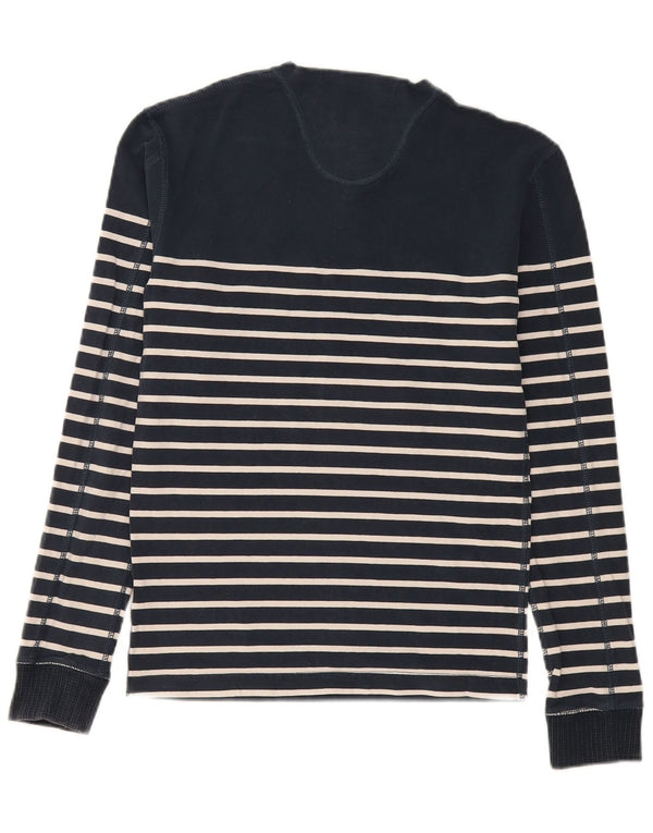Superdry Mens Regular Top Manga Longa Médio Azul Marinho Listrado Algodão