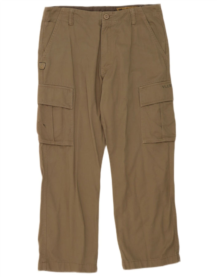 Calça cargo reta masculina Volcom W32 L27 algodão cáqui
