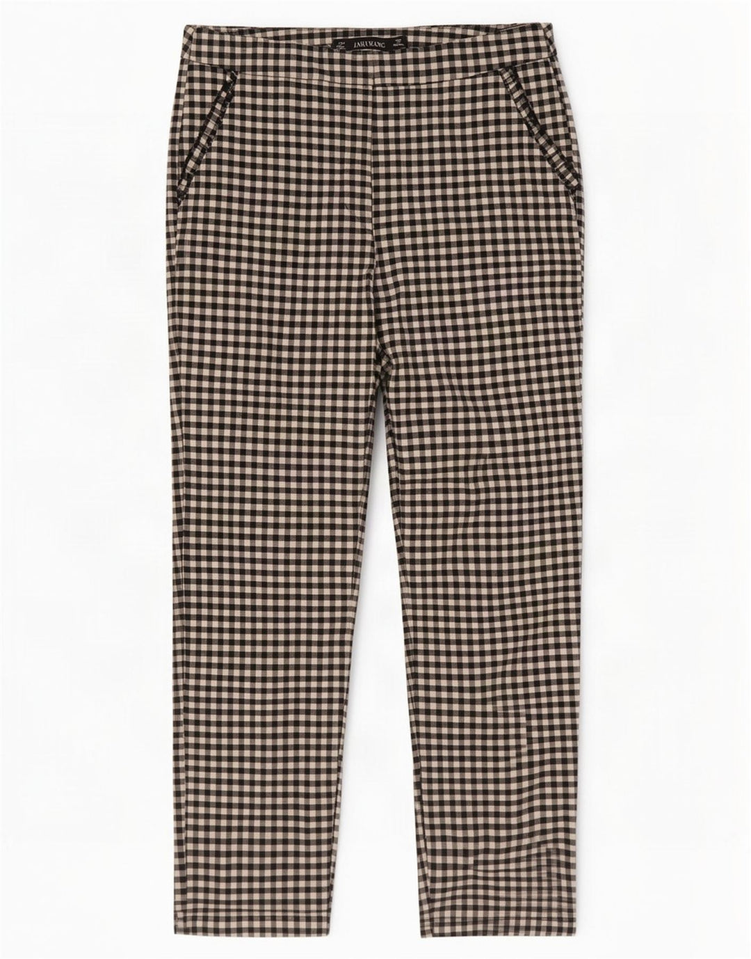 Calça feminina Zara Slim Cropped Médio W28 L26 Preto Gingham Algodão