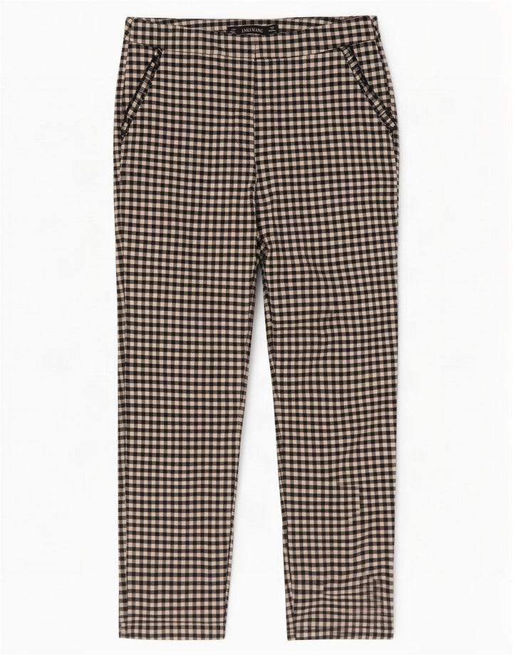 Calça feminina Zara Slim Cropped Médio W28 L26 Preto Gingham Algodão