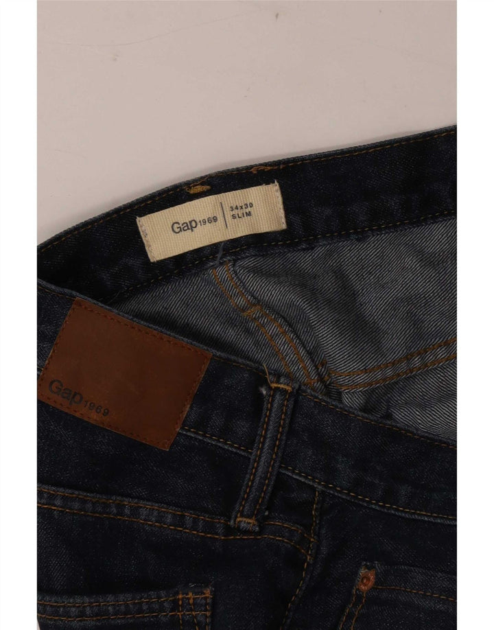 Gap Mens Slim Jeans W34 L30 Azul Algodão