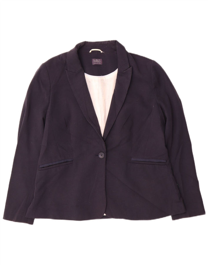 Jaqueta blazer feminina Marks & Spencer com 1 botão Reino Unido 16 grande azul marinho