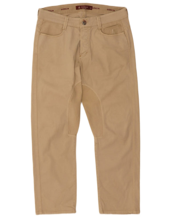 Calça feminina casual reta SIVIGLIA W32 L27 algodão bege