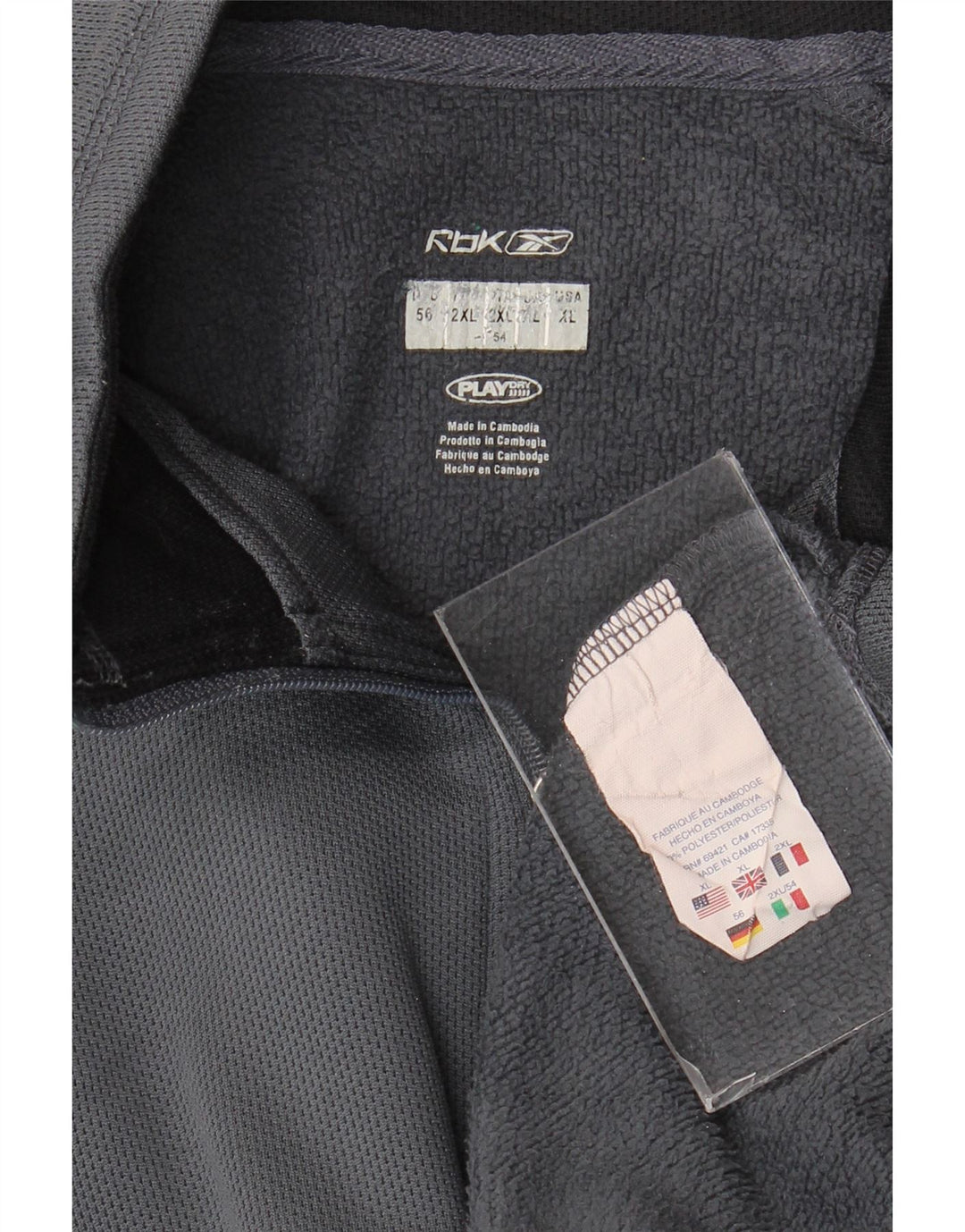 Reebok Mens Zip Neck Moletom Jumper 2XL Cinza Colourblock Poliéster