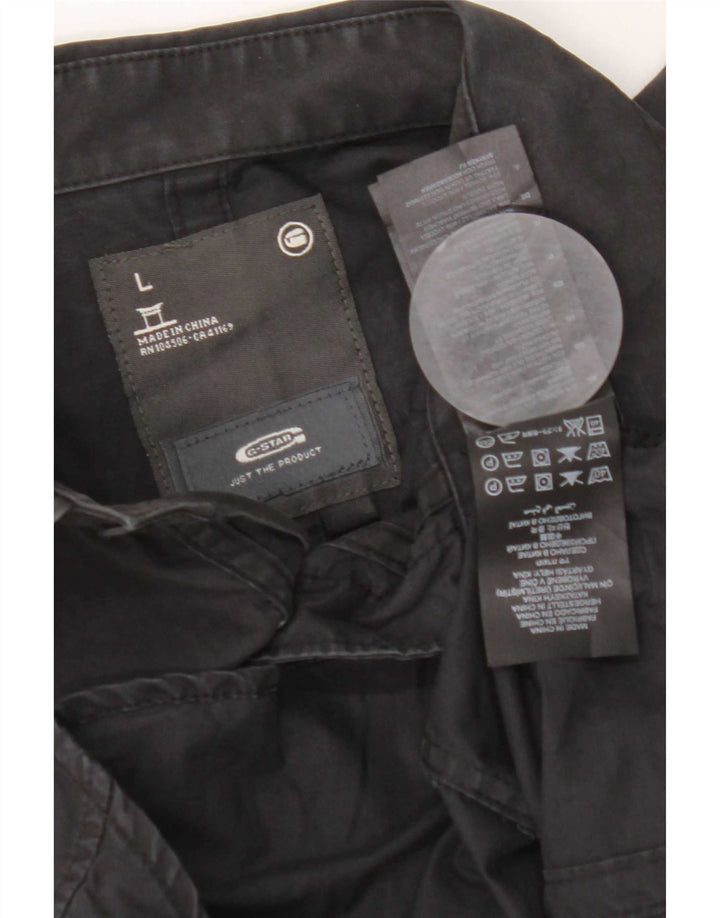 Camisa militar masculina G-Star grande algodão preto