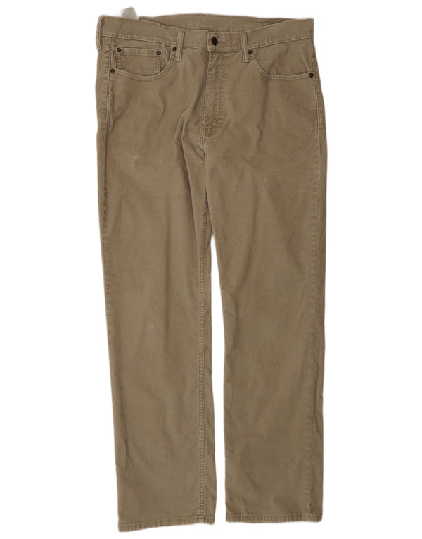 Calça masculina Levi's 514 reta de veludo cotelê W36 L32 algodão cáqui