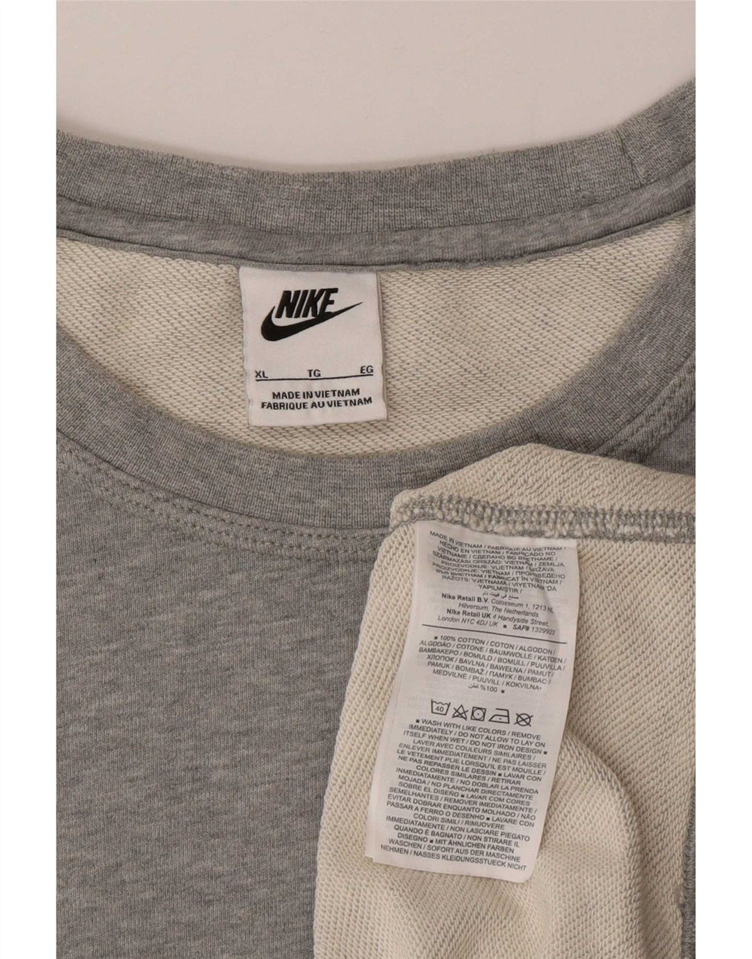 Moletom masculino Nike Jumper XL cinza manchado de algodão