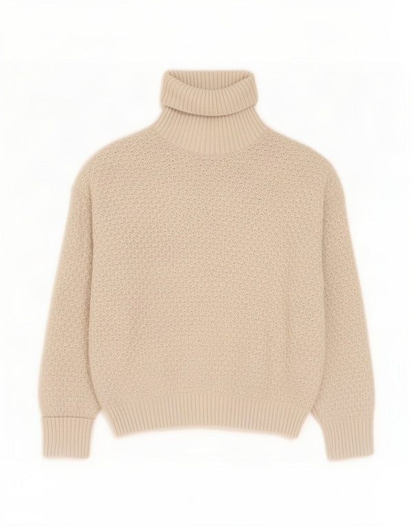 Suéter feminino Marks & Spencer com gola redonda Reino Unido 14 médio bege