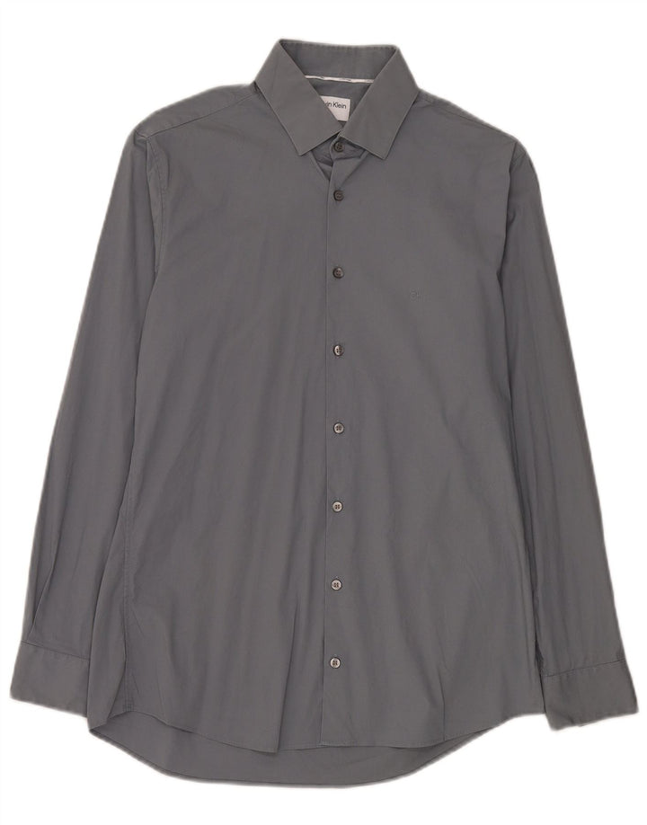 Camisa masculina Calvin Klein Slim Fit tamanho 39 cinza médio