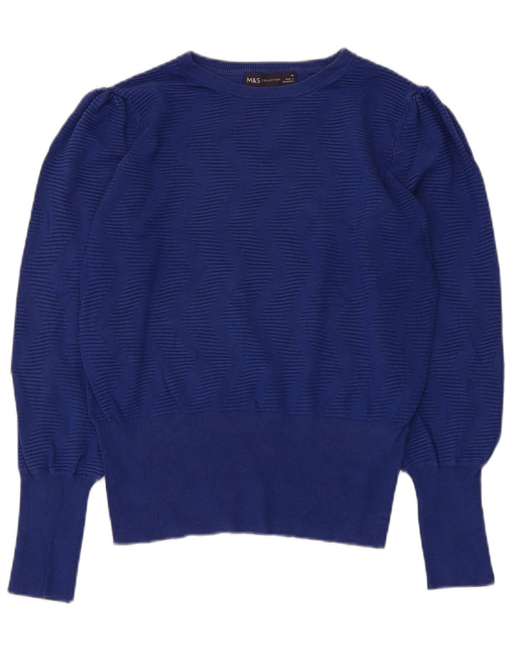 Suéter feminino Marks & Spencer com gola canoa Reino Unido 12 médio azul marinho