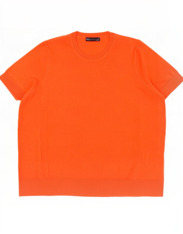 Suéter feminino Marks & Spencer com gola redonda UK 20 2XL laranja