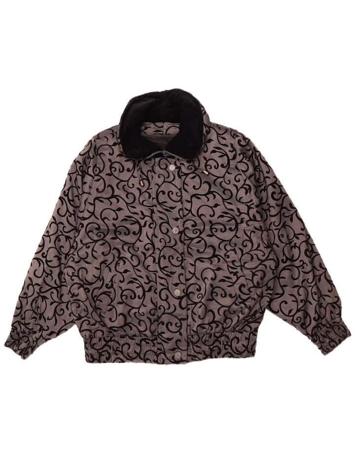 LONDON FOG Jaqueta corta-vento feminina grande Reino Unido 14 cinza médio floral