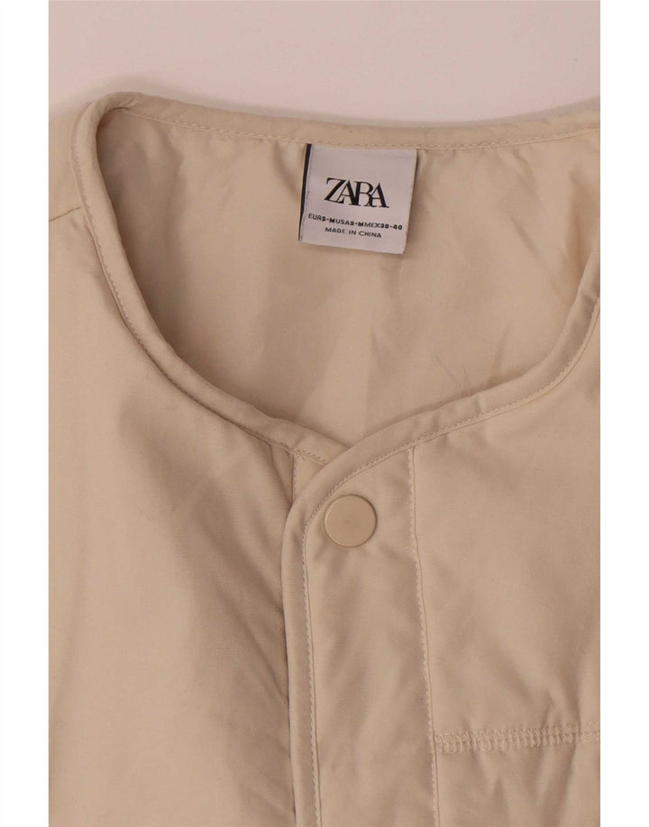 Zara Womens Oversized Fleece Jacket UK 10 Pequeno Poliéster Bege