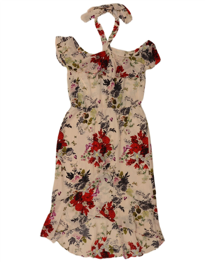 Vestido feminino Oasis Halter UK 12 médio off white floral poliéster