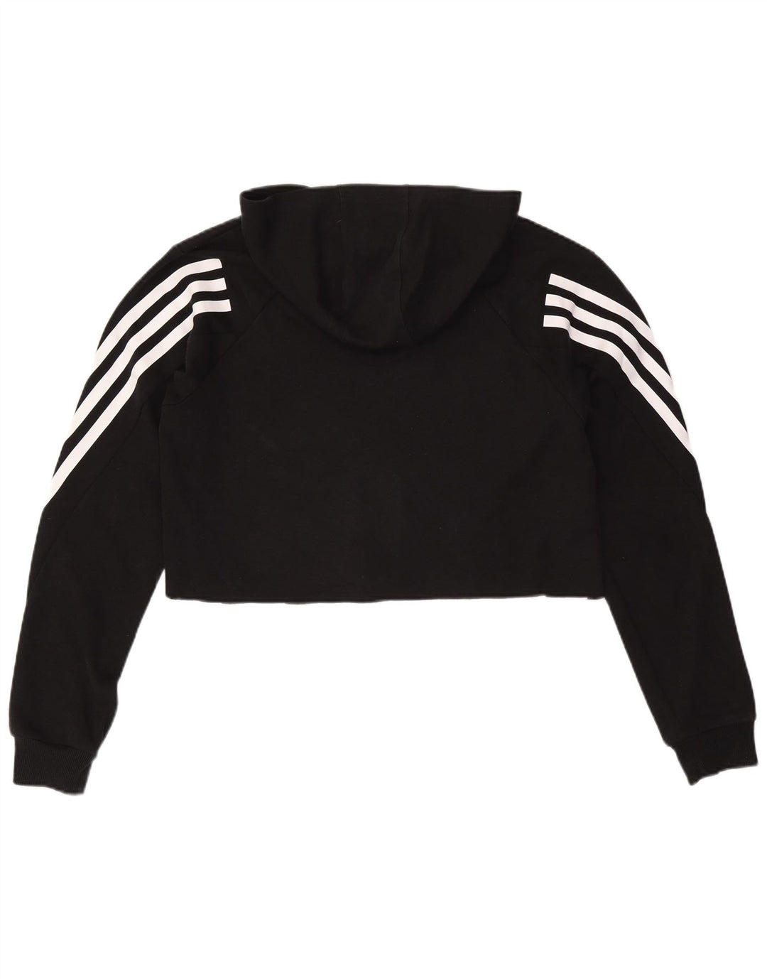 ADIDAS Womens Crop Hoodie Jumper UK 14 Médio Preto