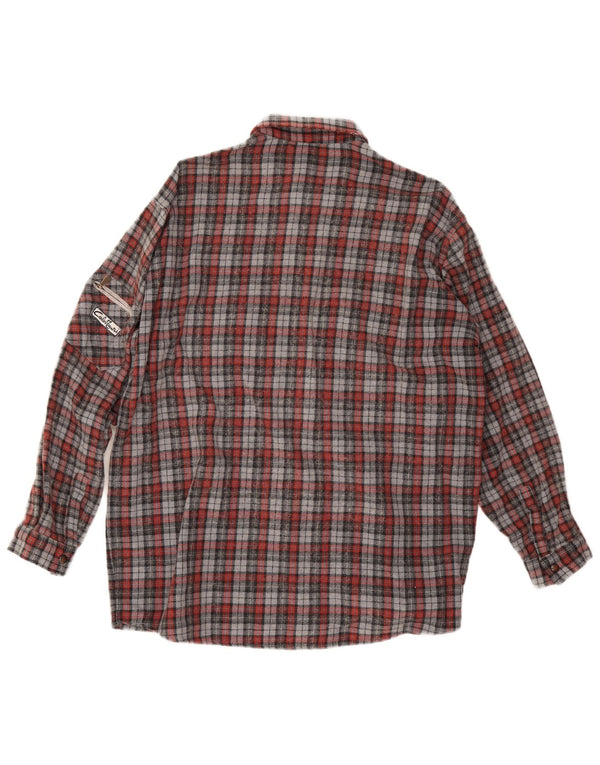 Camisa masculina vintage de flanela grande xadrez vermelho